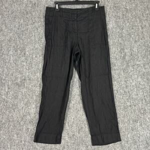 LOFT Pants Womens‎ 4 Black Linen Chino Ankle Pockets Beachy Business Casual